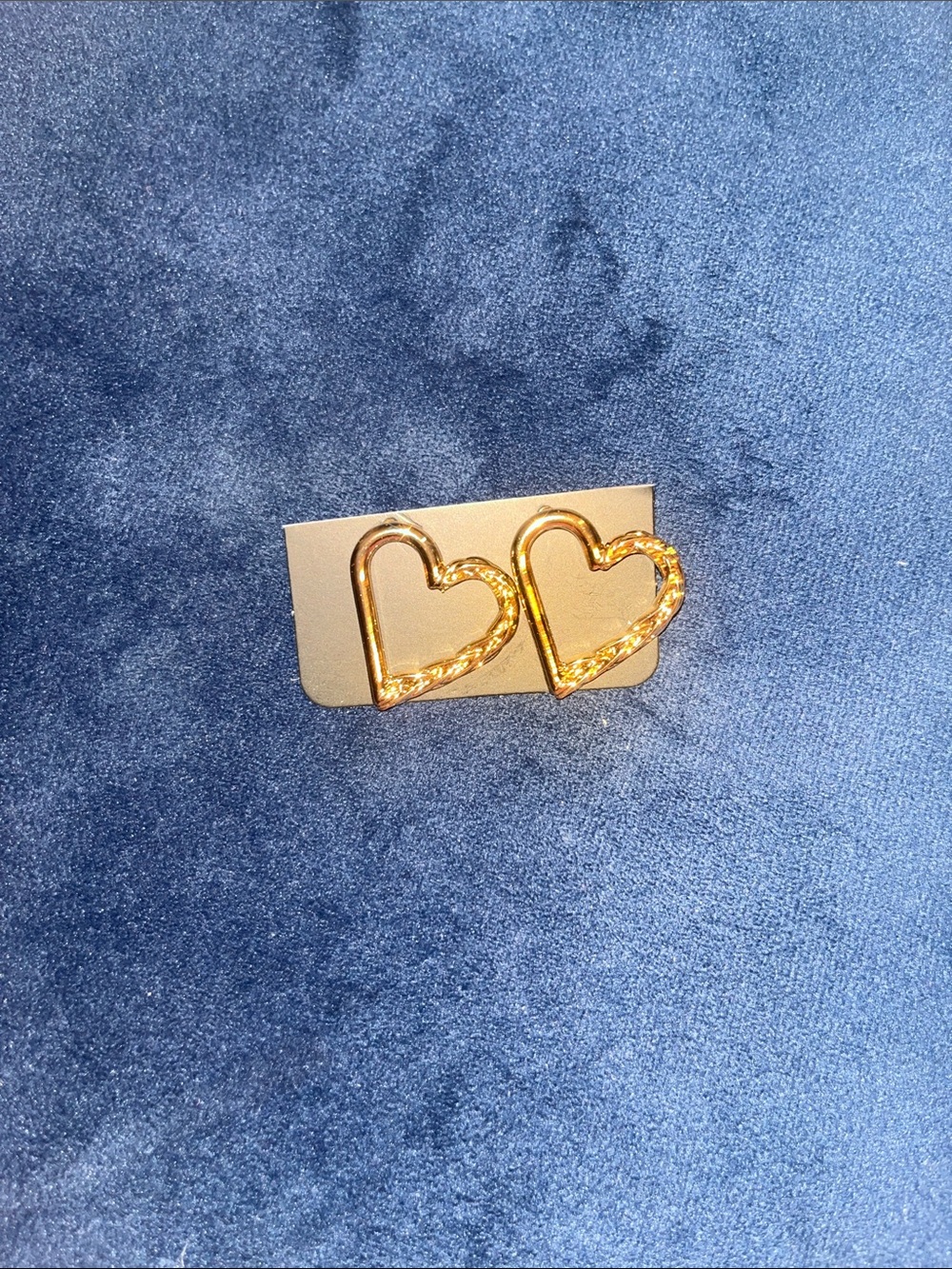 Gold Heart Frame Earrings — Feminine Hoop Studs